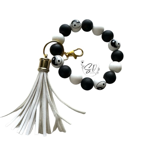 Yin Yang Silicone Wristlet Keychain - Picture 2 of 3